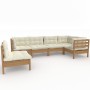 Garden furniture 6 pieces and cushions honey brown pine wood by vidaXL, Garden sets - Ref: Foro24-3096421, Price: 593,73 €, D...