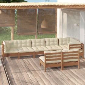 Muebles de jardín 8 pzas y cojines madera de pino marrón miel de vidaXL, Conjuntos de jardín - Ref: Foro24-3096457, Precio: 7...