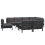 Garden furniture 9 pieces and cushions black solid pine wood by vidaXL, Garden sets - Ref: Foro24-3096476, Price: 835,14 €, D...