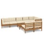 9-piece garden furniture set with pine wood cushions in honey brown. by vidaXL, Garden sets - Ref: Foro24-3096463, Price: 822...