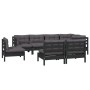 Garden furniture 8 pieces and cushions black solid pine wood by vidaXL, Garden sets - Ref: Foro24-3096470, Price: 800,85 €, D...