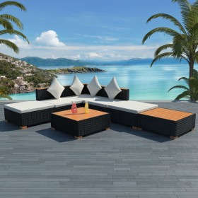 Garden furniture and cushions 7 pieces black synthetic rattan by vidaXL, Garden sets - Ref: Foro24-42757, Price: 631,63 €, Di...