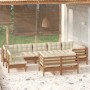 Garden furniture 9 pieces and cushions honey brown pine wood by vidaXL, Garden sets - Ref: Foro24-3096529, Price: 871,64 €, D...