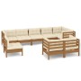 Garden furniture 9 pieces and cushions honey brown pine wood by vidaXL, Garden sets - Ref: Foro24-3096529, Price: 871,64 €, D...