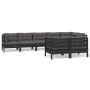 Garden furniture 8 pieces and cushions black solid pine wood by vidaXL, Garden sets - Ref: Foro24-3096506, Price: 796,99 €, D...