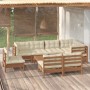 9-piece garden furniture set with pine wood cushions in honey brown. by vidaXL, Garden sets - Ref: Foro24-3096475, Price: 822...