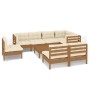 9-piece garden furniture set with pine wood cushions in honey brown. by vidaXL, Garden sets - Ref: Foro24-3096475, Price: 822...