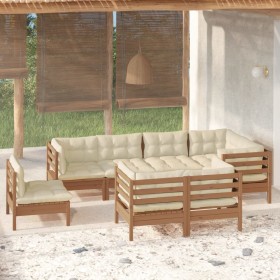 Garden furniture 8 pieces and cushions honey brown pine wood by vidaXL, Garden sets - Ref: Foro24-3096517, Price: 838,99 €, D...