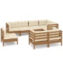 Muebles de jardín 8 pzas y cojines madera de pino marrón miel de vidaXL, Conjuntos de jardín - Ref: Foro24-3096517, Precio: 8...