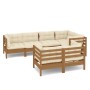 Garden furniture 7 pieces and cushions honey brown pine wood by vidaXL, Garden sets - Ref: Foro24-3096493, Price: 713,30 €, D...