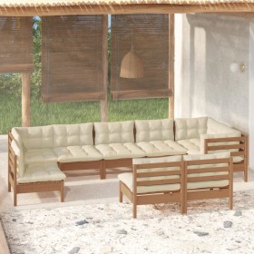 Garden furniture 9 pieces and cushions honey brown pine wood by vidaXL, Garden sets - Ref: Foro24-3096481, Price: 817,99 €, D...