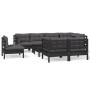 9-piece garden furniture set with black cushions, solid pine wood. by vidaXL, Garden sets - Ref: Foro24-3096524, Price: 838,5...