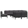 9-piece garden furniture set with black cushions, solid pine wood. by vidaXL, Garden sets - Ref: Foro24-3096524, Price: 838,5...