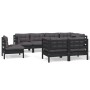 Garden furniture set 8 pieces with black cushions, solid pine wood. by vidaXL, Garden sets - Ref: Foro24-3096518, Price: 796,...