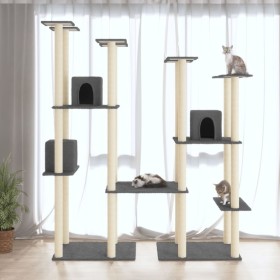 Rascador para gatos con postes de sisal gris oscuro 174 cm de vidaXL, Mobiliario para gatos - Ref: Foro24-171535, Precio: 156...