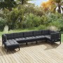 Muebles de jardín 7 pzas con cojines negro madera maciza pino de vidaXL, Conjuntos de jardín - Ref: Foro24-3096554, Precio: 6...