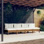 4-Sitzer-Gartensofa mit massiven Kissen aus cremefarbenem Kiefernholz von vidaXL, Outdoor-Sofas - Ref: Foro24-3096127, Preis:...