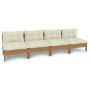 4-seater garden sofa with solid cream pine wood cushions by vidaXL, Outdoor sofas - Ref: Foro24-3096127, Price: 321,99 €, Dis...