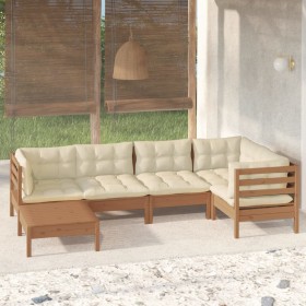 Garden furniture 6 pieces and cushions honey brown pine wood by vidaXL, Garden sets - Ref: Foro24-3096541, Price: 564,89 €, D...