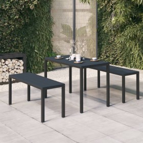 3-teiliges Garten-Essset aus Stahl und WPC in Schwarz von vidaXL, Gartensets - Ref: Foro24-317139, Preis: 204,50 €, Rabatt: %