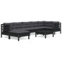 Garden furniture 8 pieces and cushions black solid pine wood by vidaXL, Garden sets - Ref: Foro24-3096560, Price: 844,96 €, D...