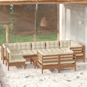 Garden furniture 10 pieces and cushions honey brown pine wood by vidaXL, Garden sets - Ref: Foro24-3096535, Price: 977,84 €, ...