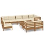 Garden furniture 10 pieces and cushions honey brown pine wood by vidaXL, Garden sets - Ref: Foro24-3096535, Price: 977,99 €, ...