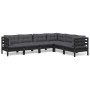 Garden furniture 6 pieces and cushions black solid pine wood by vidaXL, Garden sets - Ref: Foro24-3096687, Price: 580,35 €, D...