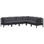 Garden furniture 6 pieces and cushions black solid pine wood by vidaXL, Garden sets - Ref: Foro24-3096687, Price: 580,35 €, D...