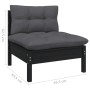 Garden furniture 6 pieces and cushions black solid pine wood by vidaXL, Garden sets - Ref: Foro24-3096687, Price: 580,35 €, D...