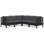 Garden furniture 5 pieces with black cushions solid pine wood by vidaXL, Garden sets - Ref: Foro24-3096675, Price: 479,64 €, ...