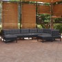 Garden furniture 9 pieces and cushions black solid pine wood by vidaXL, Garden sets - Ref: Foro24-3096711, Price: 929,06 €, D...