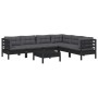 Garden furniture 7 pieces with black cushions solid pine wood by vidaXL, Garden sets - Ref: Foro24-3096693, Price: 655,00 €, ...