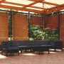 Muebles de jardín 9 pzas y cojines negro madera maciza de pino de vidaXL, Conjuntos de jardín - Ref: Foro24-3096741, Precio: ...