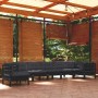 Muebles de jardín 8 pzas y cojines negro madera maciza de pino de vidaXL, Conjuntos de jardín - Ref: Foro24-3096735, Precio: ...