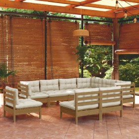 Muebles de jardín 9 pzas y cojines madera de pino marrón miel de vidaXL, Conjuntos de jardín - Ref: Foro24-3096746, Precio: 8...