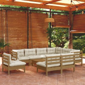 Garden furniture set 10 pieces and cushions made of honey brown pine wood. by vidaXL, Garden sets - Ref: Foro24-3096752, Pric...