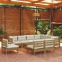 Garden furniture set 10 pieces and cushions made of honey brown pine wood. by vidaXL, Garden sets - Ref: Foro24-3096752, Pric...