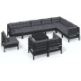 Garden furniture 11 pieces with black cushions solid pine wood by vidaXL, Garden sets - Ref: Foro24-3096789, Price: 1,00 €, D...