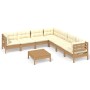 8-piece garden furniture set with pine wood cushions in honey brown. by vidaXL, Garden sets - Ref: Foro24-3096800, Price: 743...