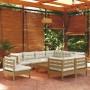 Garden furniture 10 pieces and cushions honey brown pine wood by vidaXL, Garden sets - Ref: Foro24-3096776, Price: 977,84 €, ...