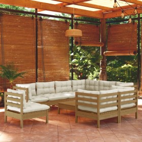 Garden furniture 10 pieces and cushions honey brown pine wood by vidaXL, Garden sets - Ref: Foro24-3096776, Price: 977,99 €, ...