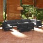 Muebles de jardín 10 pzas y cojines negro madera maciza de pino de vidaXL, Conjuntos de jardín - Ref: Foro24-3096783, Precio:...