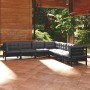 Muebles de jardín 7 pzas y cojines negro madera maciza de pino de vidaXL, Conjuntos de jardín - Ref: Foro24-3096795, Precio: ...