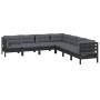 Garden furniture 7 pieces and cushions black solid pine wood by vidaXL, Garden sets - Ref: Foro24-3096795, Price: 658,85 €, D...