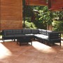 Garden furniture 8 pieces with black cushions solid pine wood by vidaXL, Garden sets - Ref: Foro24-3096801, Price: 753,03 €, ...