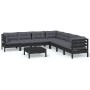 Muebles de jardín 8 pzas con cojines negro madera maciza pino de vidaXL, Conjuntos de jardín - Ref: Foro24-3096801, Precio: 7...