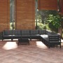 Muebles de jardín 10 pzas con cojines negro madera maciza pino de vidaXL, Conjuntos de jardín - Ref: Foro24-3096825, Precio: ...