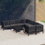 Garden furniture 9 pieces and black pine wood cushions by vidaXL, Garden sets - Ref: Foro24-3096981, Price: 854,53 €, Discoun...