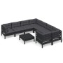 Muebles de jardín 9 pzas y cojines negro madera de pino de vidaXL, Conjuntos de jardín - Ref: Foro24-3096981, Precio: 854,15 ...